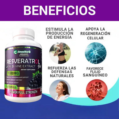 RESVERATROL PLUS™- RENUEVA TU VITALIDAD Y JUVENTUD.
